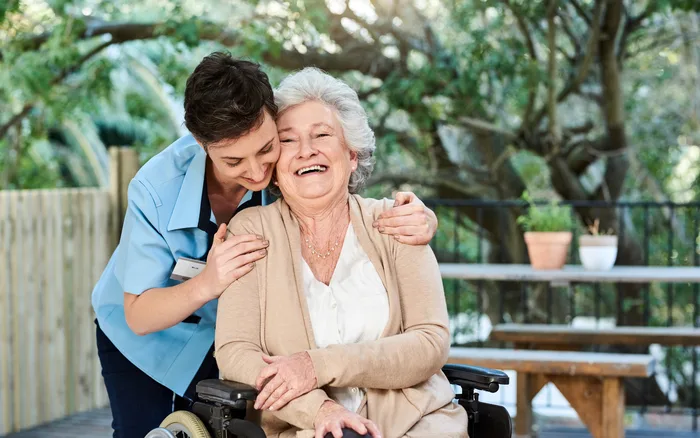 A carer with a resident